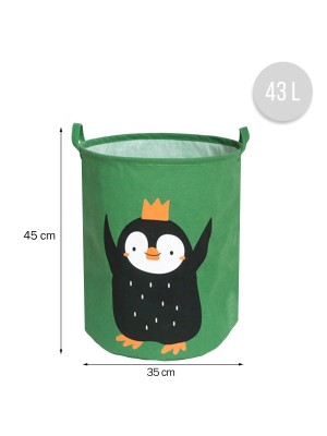 Kôš na hračky, bavlna, Penguin - zelený, 43 L