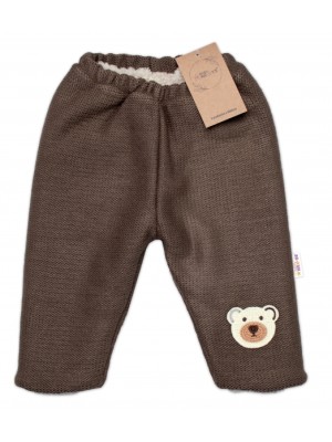 Oteplené pletené nohavice Teddy Bear, Baby Nellys, dvojvrstvové, hnedé