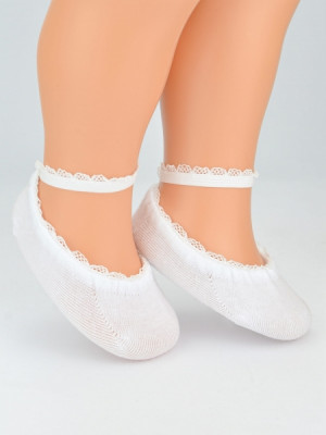 Dojčenské bavlnené ponožky s čipkou, biele, 6-12 m