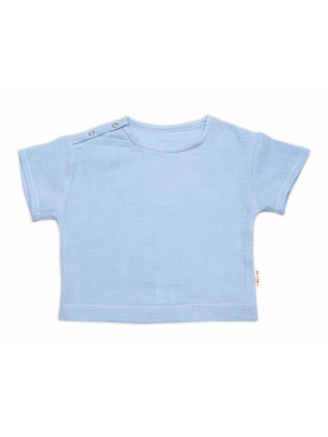 Detská letná mušelínová 2D sada tričko kr. rukáv + kraťasy, modré
