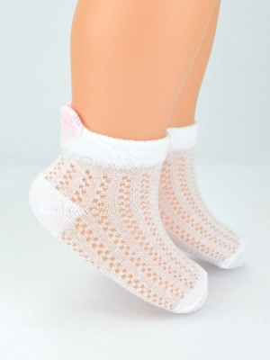 Dojčenské žakárové ponožky so vzorom, Srdiečko, biele