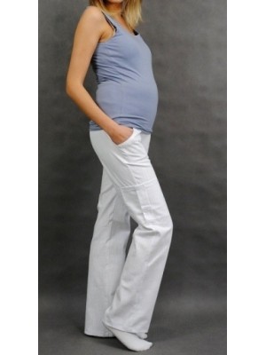 Be MaaMaa Tehotenské nohavice s bočnou vreckom - biela