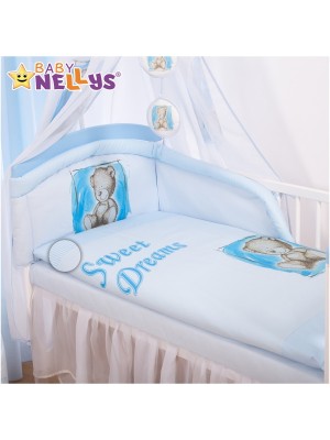 Baby Nellys Mantinel s obliečkami Sweet Dreams by Teddy - modrý