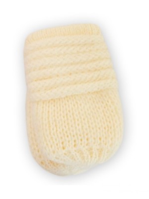 BABY NELLYS Zimné pletené dojčenské rukavičky - smotana
