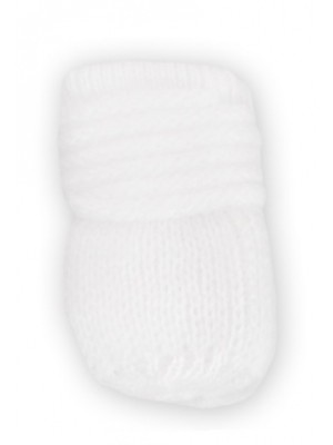BABY NELLYS Zimné pletené dojčenské rukavičky - biele