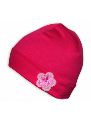 Bavlnená čiapočka Baby Nellys ® - Ružová s kytičkou