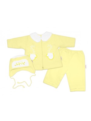 Kabátik, čiapočka a nohavice Baby Nellys ® - krémovo žltá, veľ. 68