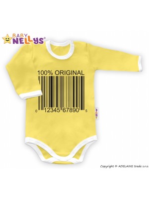 Baby Nellys Body dlhý rukáv 100% ORIGINÁL - žlté / biely lem