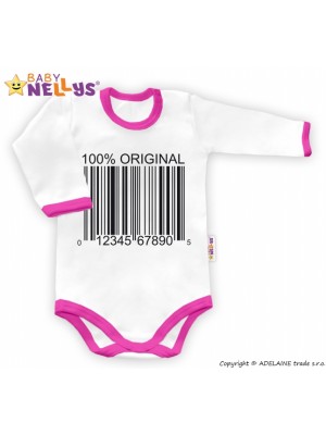 Baby Nellys Body dlhý rukáv 100% ORIGINÁL - bielo / ružový lem