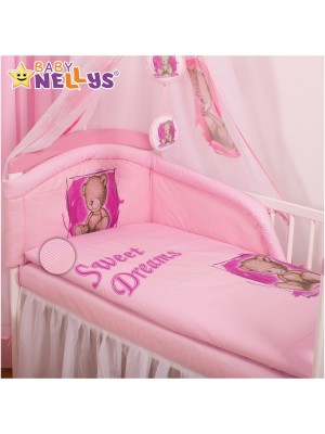 Baby Nellys Mantinel s obliečkami Sweet Dreams by Teddy - růžový
