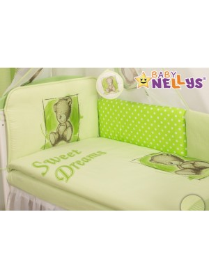 Baby Nellys Mantinel 360 cm s obliečkami Sweet Dreams by Teddy - zelený