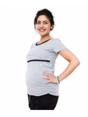Be MaaMaa Tehotenské a dojčiace tričko - svetlo sivá
