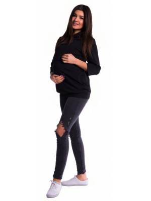 Be MaaMaa Tehotenské a dojčiace teplákové triko - čierné