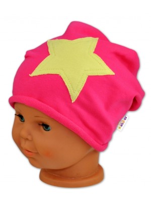 Bavlnená čiapočka s hviezdou Baby Nellys ® - malinová, vel. 98