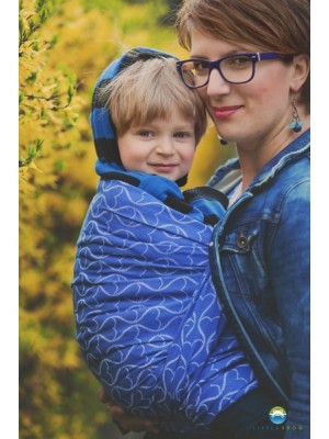 Little FROG Žakárová tkaná šatka na nosenie detí -  Blue Hourglasses