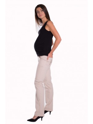 Be MaaMaa Bavlnené, tehotenské nohavice s vreckami - biele, vel´. XL