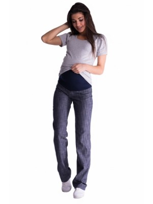 Be MaaMaa Bavlnené, tehotenské nohavice s regulovateľným pásom - béžové