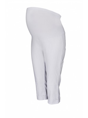 Be MaaMaa Tehotenské 3/4 nohavice s elastickým pásom - biele, vel´. M