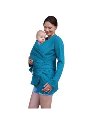 JOŽÁNEK Zavinovací kabátik pre nosiace, tehotné - biobavlněný - petrolejový, veľ. L/XL