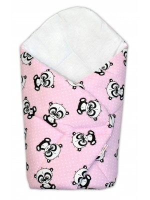 3-dielna sada mantinel s obliečkami 135x100 + zavinovačka zadarmo - Baby Panda, ružová