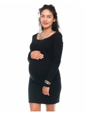 Be MaaMaa Elegantné tehotenské a dojčiace šaty Aszka - čierne
