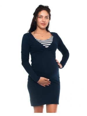 Be MaaMaa Elegantné tehotenské a dojčiace šaty Alina, granát - biele, veľ. L