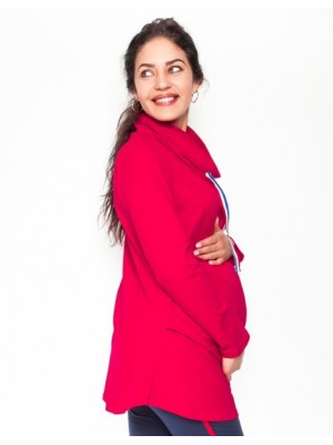 Be MaaMaa Tehotenské tričko / mikina so stojačikom Nova - červená, veľ. XL