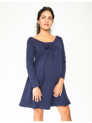 Be MaaMaa Elegantné tehotenské šaty, áčkový strih, dlhý rukáv - granátové, veľ. XL
